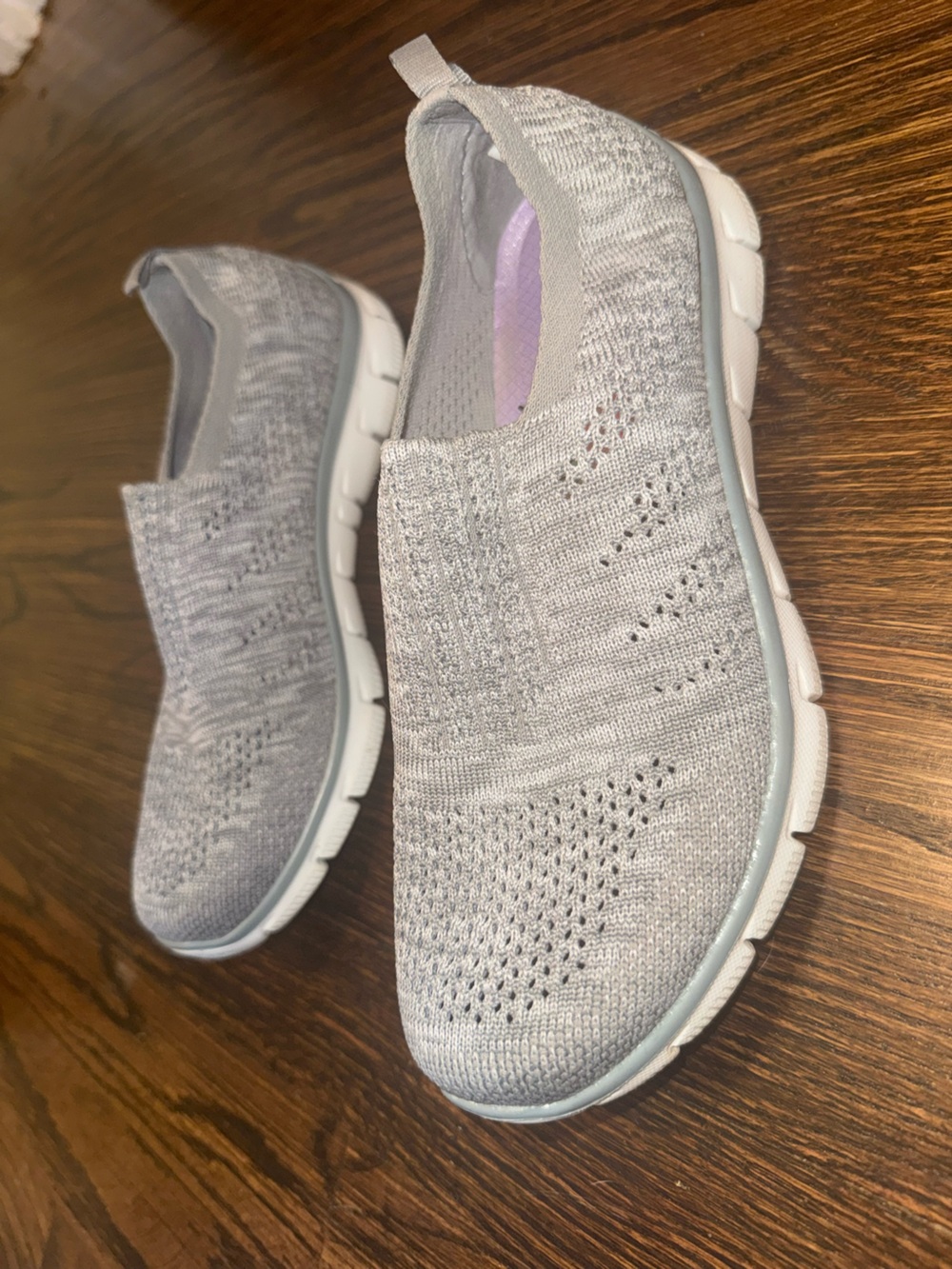 Skechers Women's Light Gray Knit Slip-On Sneakers